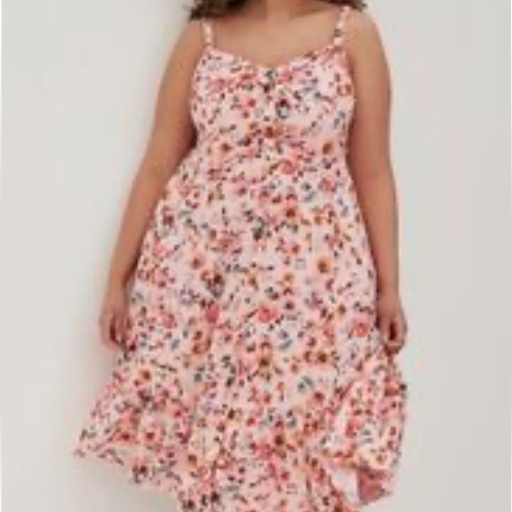 Torrid Pink Floral Spaghetti-Strap Dress Size 4 📦